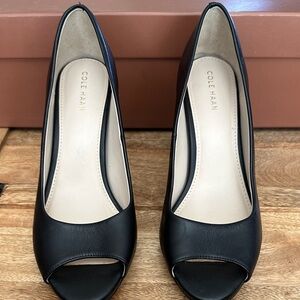 Cole Haan Black Peep Toe Heels